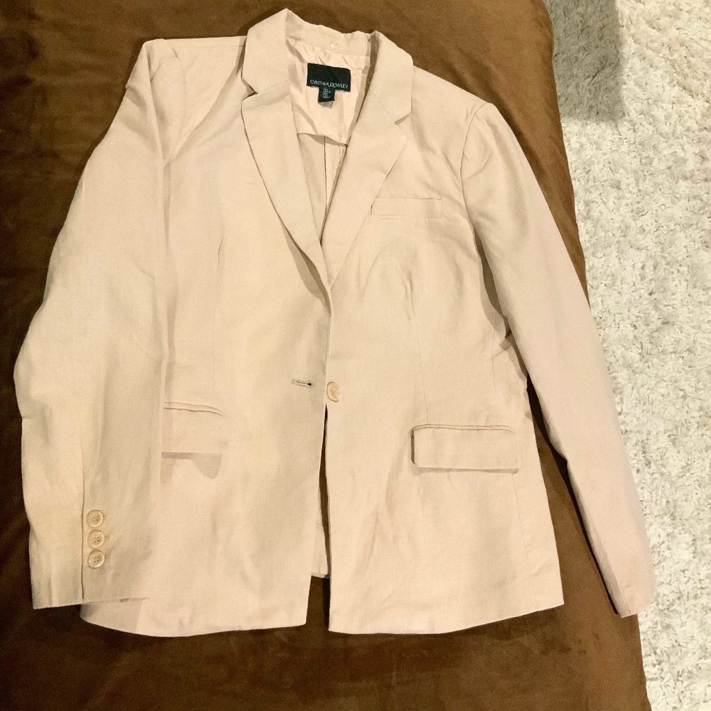 Cynthia Rowley L Linen/Cotton Blazer Color:Pale Blush Coastal Cottagecore
